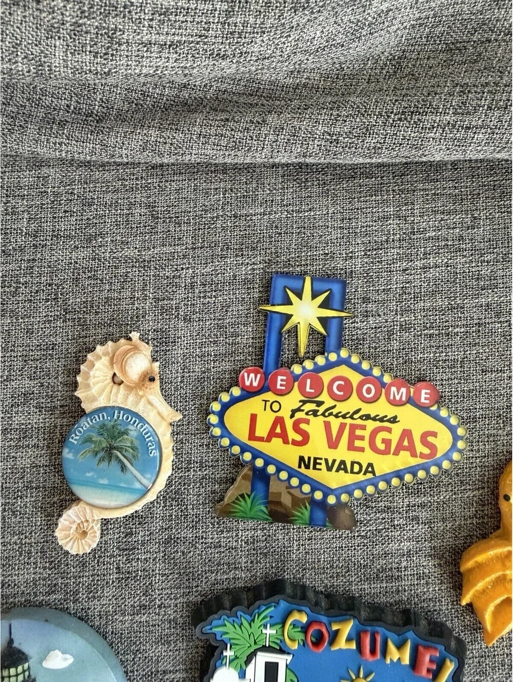 Souvenir Magnet Lot Of 9 Las Vegas Cozumel Roatan Smokey Mountains More
